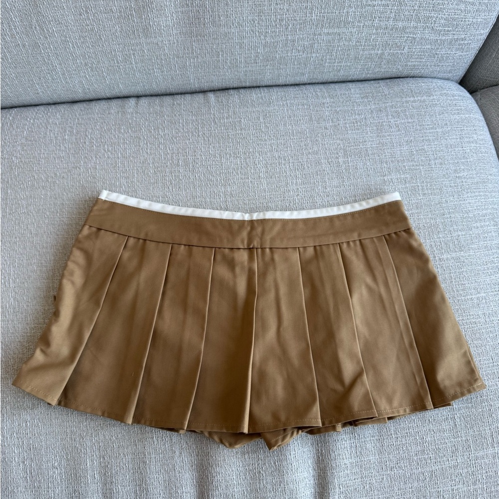 Lioness Khaki Pleated Mini Skirt - Picture 9 of 11
